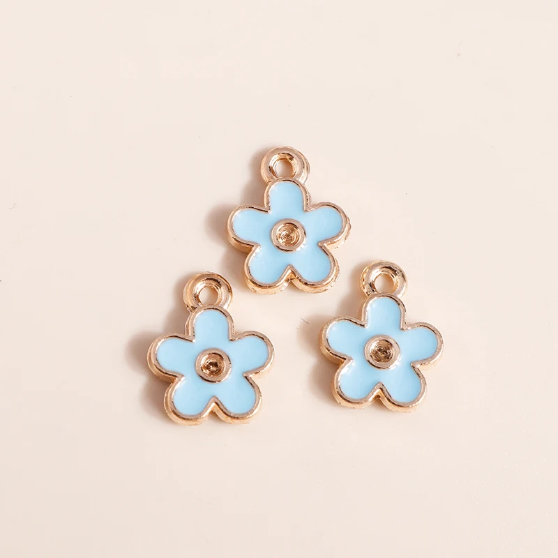 Set of 10 Enamel Flower Charms – Rose & Sakura Pendants