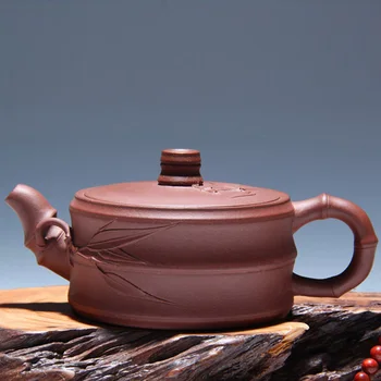 

Authentic yixing manual recommended undressed ore flat cover bamboo pot of 180 ml (three kind of mud material)