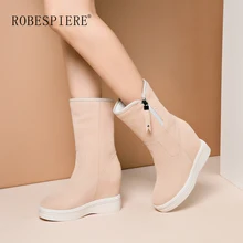 ROBESPIERE/женские зимние ботинки; увеличивающая рост стелька; цвет черный, розовый; замшевая обувь из натуральной кожи; популярные теплые плюшевые зимние ботинки для девочек; B114