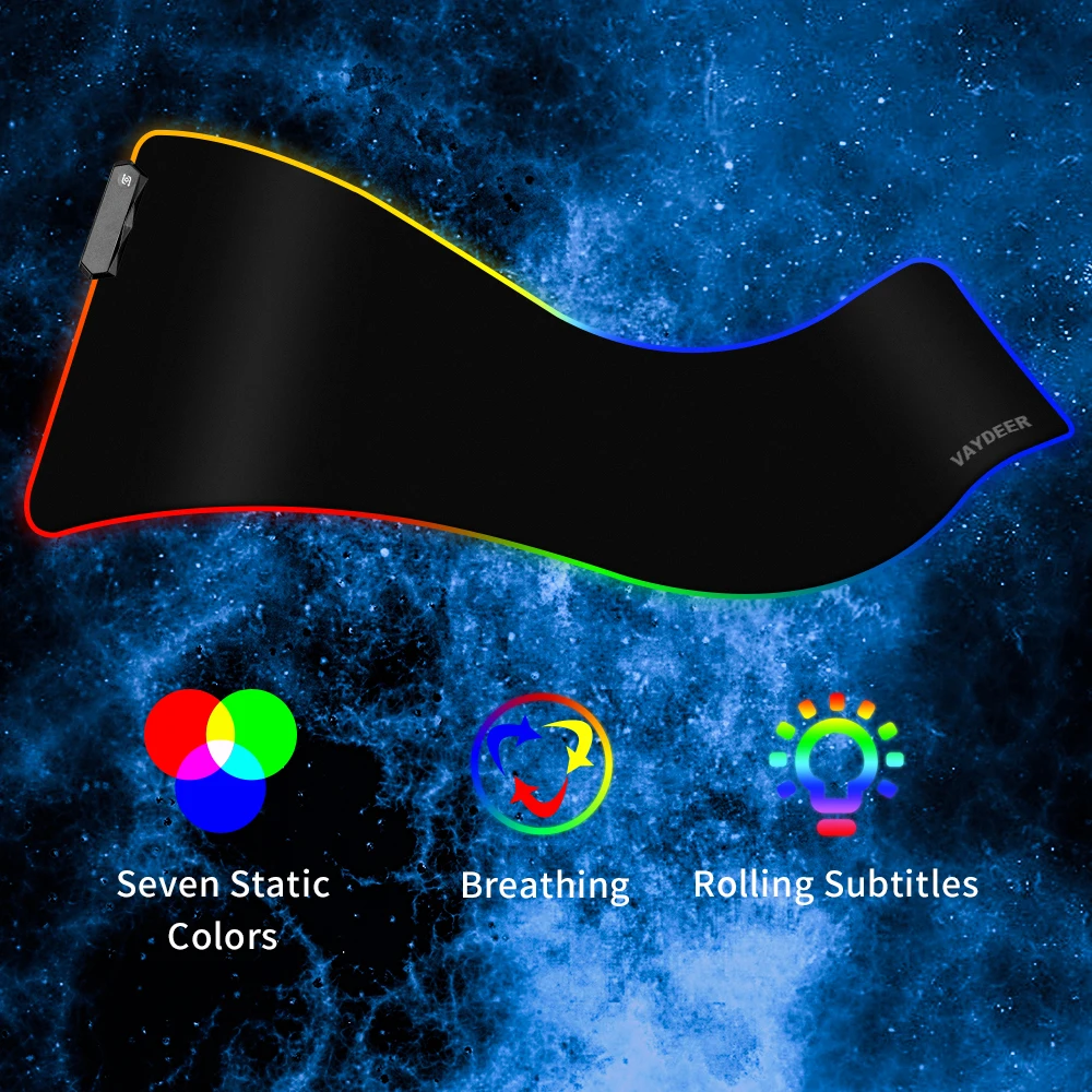 RGB игровой коврик для мыши большой тканевый Удлиненный Настольный светодиодный коврик с блокировкой утолщенная нескользящая резиновая основа клавиатура мышь волшебный цветной коврик