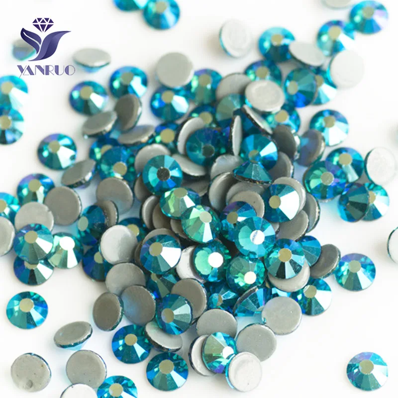 Blue Zircon AB YANRUO 2058HF SS16 SS20 железо на стразы горячей фиксации Стразы супер качество цвет AB Камни Стекло теплопередача для одежды - Цвет: Blue Zircon AB