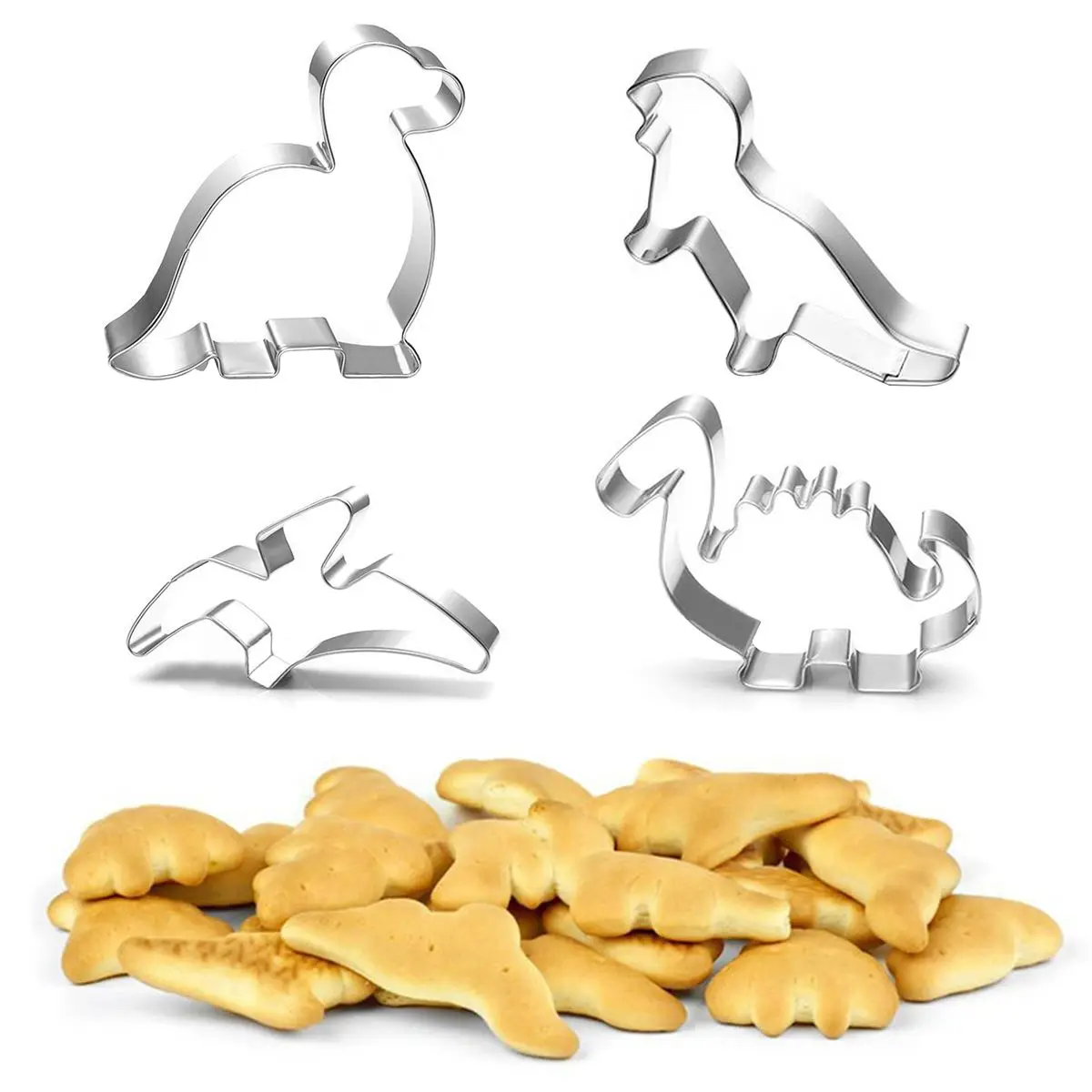 

2pcs Stainless Steel Baking Mold Cookie Cutter Biscuit Mould Dinosaur Fondant Cake Mold DIY 3D Pastry Cookie Cutters Cake Tools