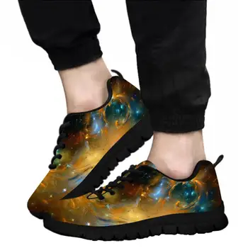 

ELVISWORDS New Male Shoes Starry Sky Pattern Custom Logo Black Space Cusual Sneakers Spring Autumn Trendy Walking Shoes