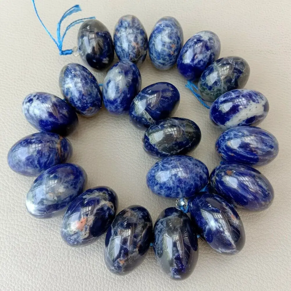 

Large Huge Chunky Sodalite 19x30mm Smooth Rondelle Large Blue Beads 15" Strand
