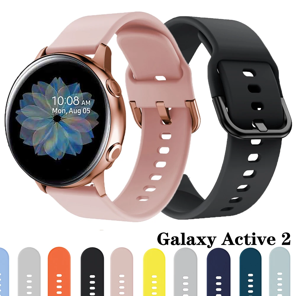 Ремешок спортивный 20 мм для Samsung Galaxy Watch 42 Active 2 44 Gear S2 мягкий силиконовый браслет