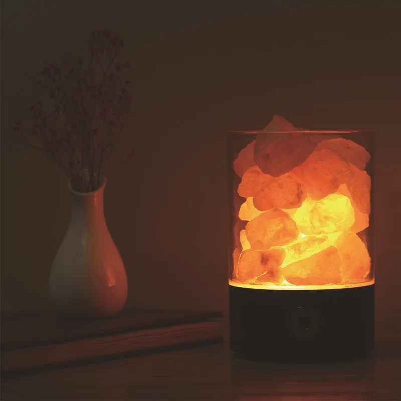 

Himalayan Crystal Salt Light Natural Negative Ion Healthy Life Salt Light USB Rechargeable Colorful Small Night Lamp