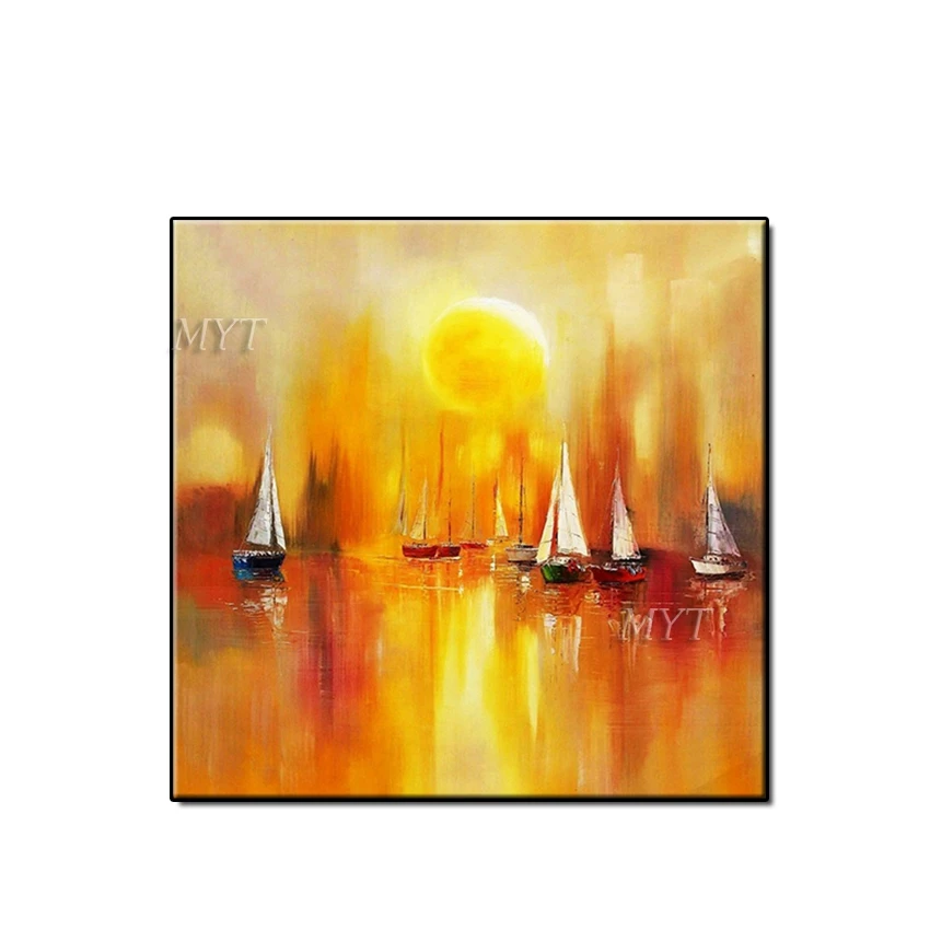 

Sunset And Sea And Ship Abstract Oil Painting Wall Art Home Decor Picture Modern Hand Painted Oil Painting On Canvas No Framed