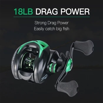 

Spool Gear 19+1 Casting Reel Fishing Reel 9.1:1 Durable Black Green Metal Rocker Fishing Wheel Portable Carbon