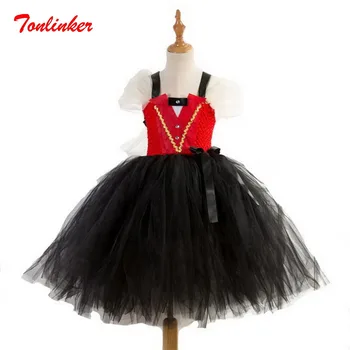 

Halloween Queen Of Hearts Cospaly Tulle Tutu Skirt Clothing Baby Girls Halloween Christmas Performance Dress Ball Gown