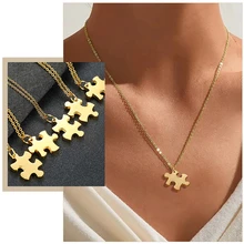 

Minimalist 2/3/4/5 Pcs Couple Puzzle BFF Pendant Necklaces Set for Women Personalize Names Stainless Steel Custom Gifts Jewelry