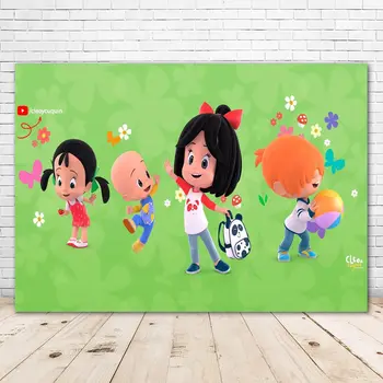 

Cleo and Cuquin Theme Birthday Party Backdrop for Kids Green Background Baby Shower Decorations Cake Table Wall Supplies Banner