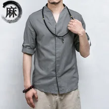 Мужские льняные рубашки Повседневная Оригинальная одежда Ретро Винтажные Топы китайский стиль Мужская рубашка традиционные мужские рубашки