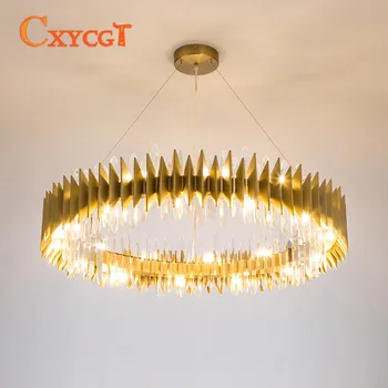

Folded Shape Crystal Chandelier Modern Style For Living Room Lighting Design in Gold Color