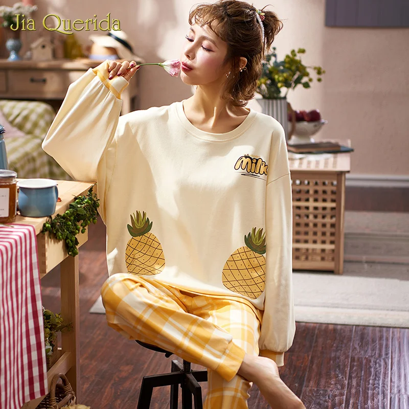 

Pajamas for Women Fashion Style Sleepwear Plaid Pants Pj Set Pajama Sets Womens Clothes Women's 2 Piece Long Sleeve Home Clothes