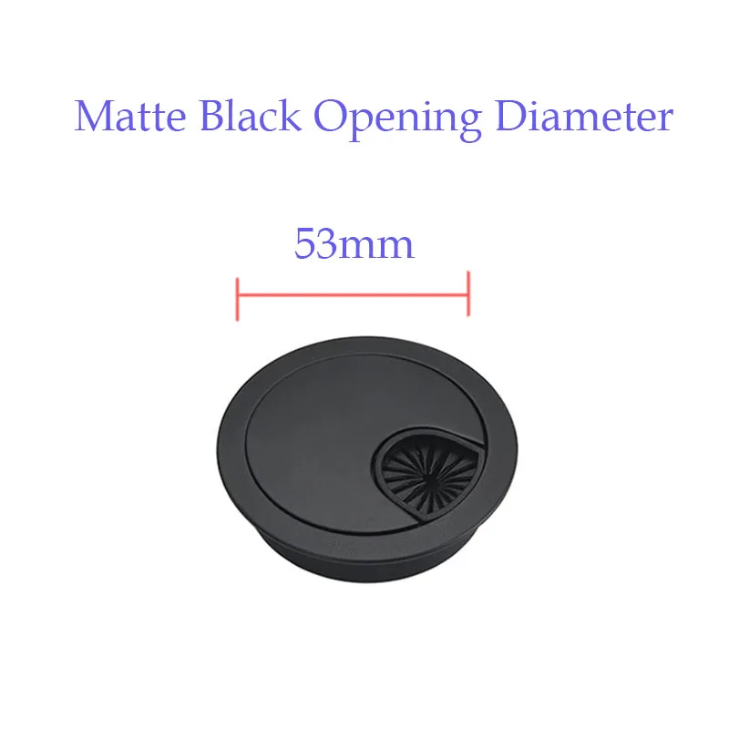 matte black 53mm Оцинкованный сплав круглый стол линия отверстие крышка компьютерный стол разъем порт кабельный корпус крышка резьбовое отверстие настольный корпус из сплава - Цвет: matte black 53mm