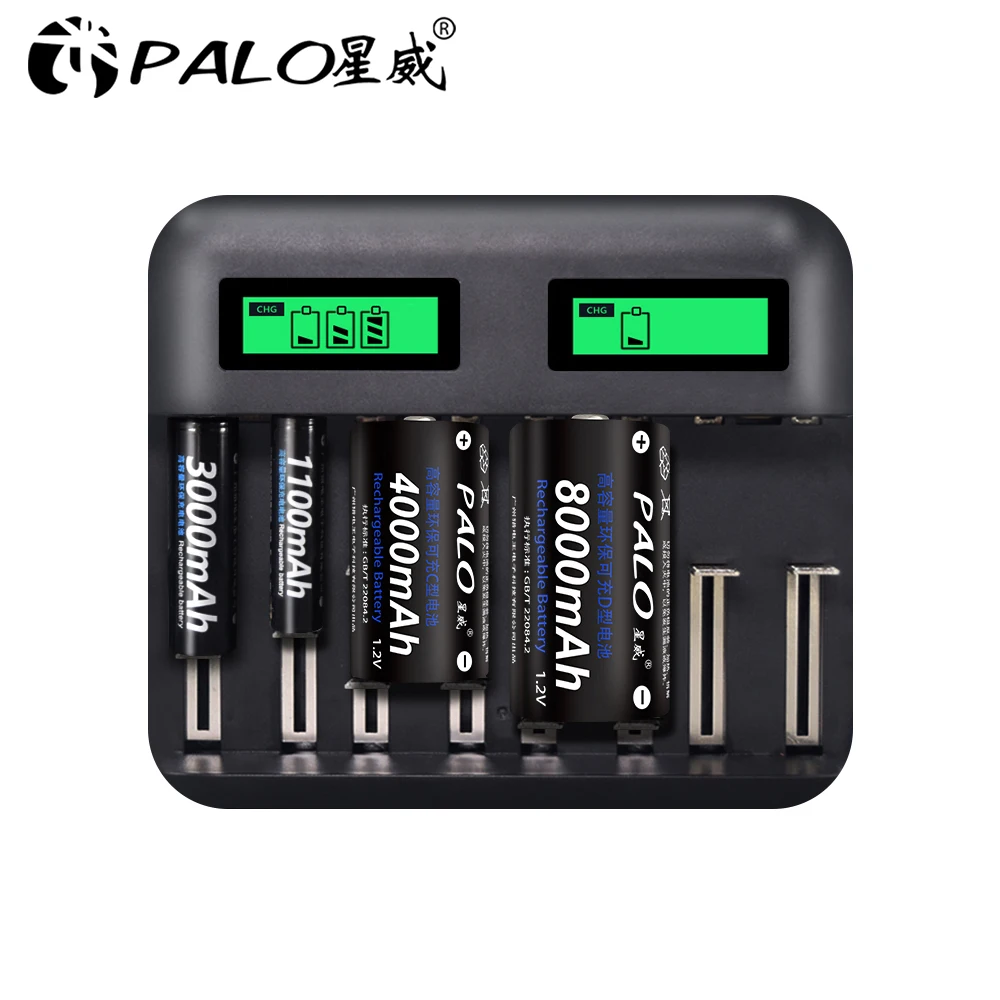 Carregador de Bateria Inteligente para 1.2v Palo Display Inteligente Ni-mh Ni-cd aa Aaa c d Tamanho Bateria Recarregável Carregador Rápido Lcd Usb - Image 6