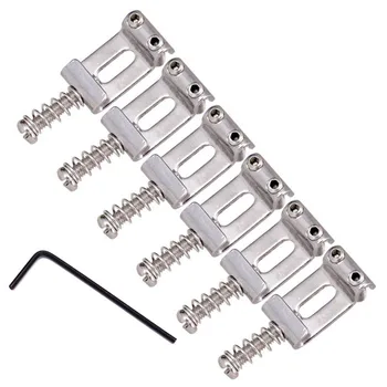 

6pcs Chrome Flat Saddles for Fen der Strat Electric Guitar Tremolo Bridge Hex key Bridge Saddles Stratocaster