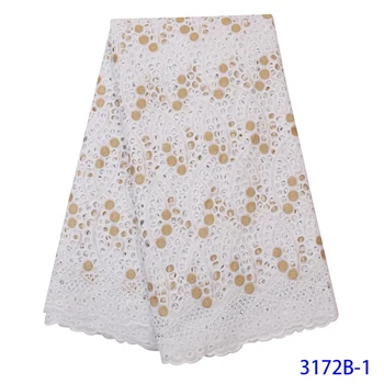 

2020 African Lace Fabric High Quality Nigerian French White Lace Dry Cotton Embroidery Swiss Voile Lace Fabric 5Yards GD3172B-1