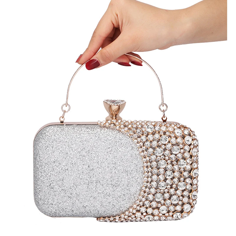 Luxy Moon Gold Sparkly Clutch Bag Front View