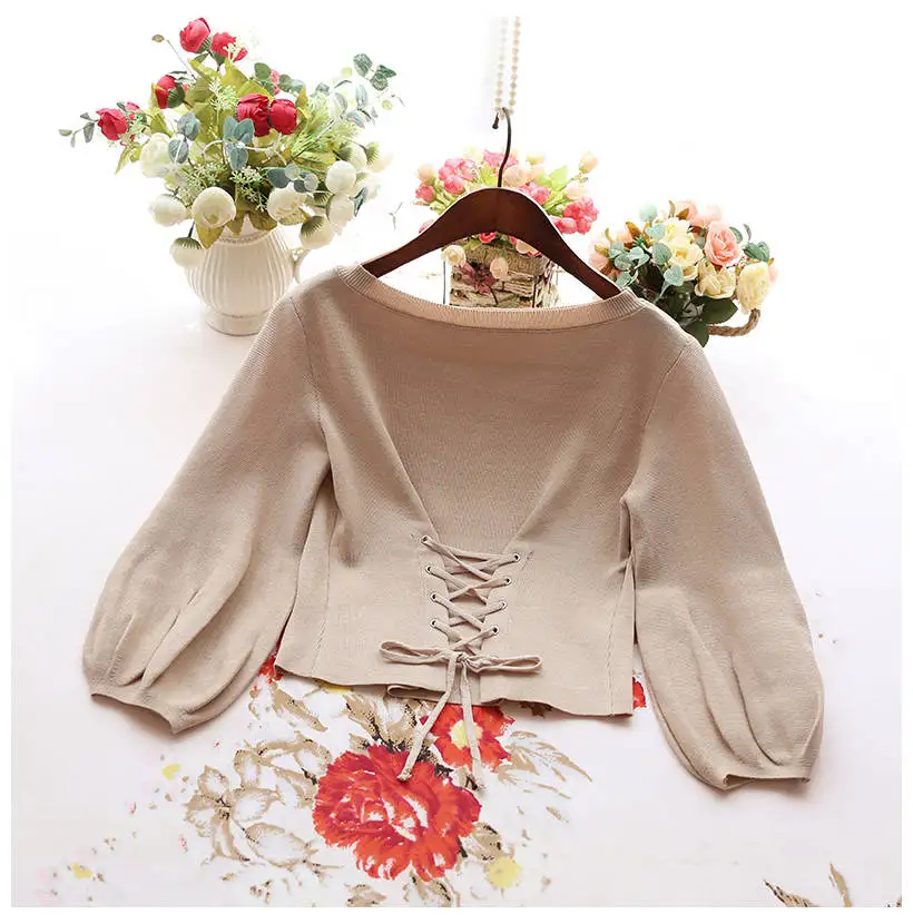 Neploe/осенние модные женские костюмы с рукавом-фонариком и перекрестной шнуровкой, пуловер, свитер+ газовое платье на бретельках, длинные милые комплекты в стиле ретро 54956