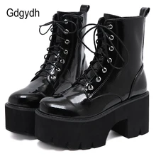 Chunky patent leather boots Clearance