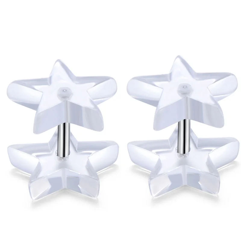 Wholesale women accessories Fake Piercing Pair Star Black Transparent Jewelry Earrring body helix sexy labret oreille earrings