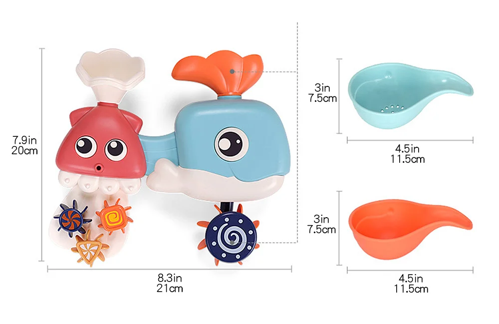 Dropship Summer Bath Toy for Children Water Fun Play Spray Whale Waterwheel Toys for Kids Bathroom Tub Shower Toys for Children
