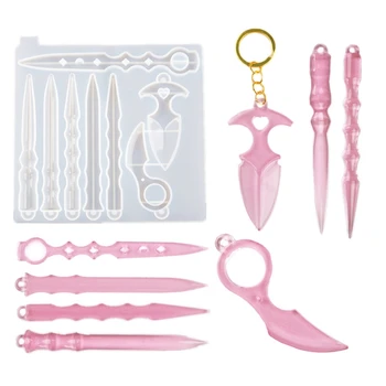 

DIY Self Defence Dagger Mold Anti-Wolf Weapons Sword Silicone Mold Sword Axe Tacticals Pen Pendant Mold Jewelry Making Tools