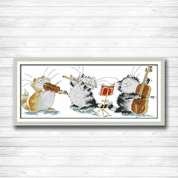 

Concert fat cat home decor painting DIY DMC Cross stitch 11CT 14CT cross stitch kits embroidery needlework sets Home decor