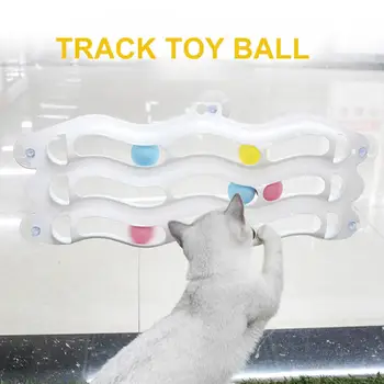 

Plastic Kitten Cat Toy Rolling Ball Windowsill Sucker Railway Track Pet Products Table Tennis Pet Toy Track Toy Ball Adsorption