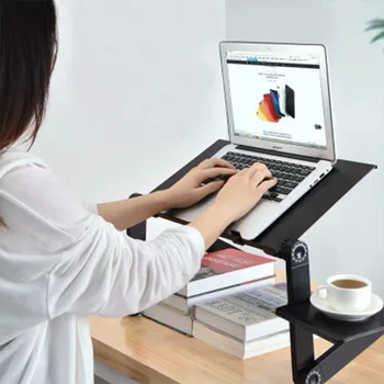 

Adjustable Aluminum Laptop Desk Ergonomic Portable TV Bed Lapdesk Tray PC Table Stand Notebook Table Desk Stand With Mouse Pad