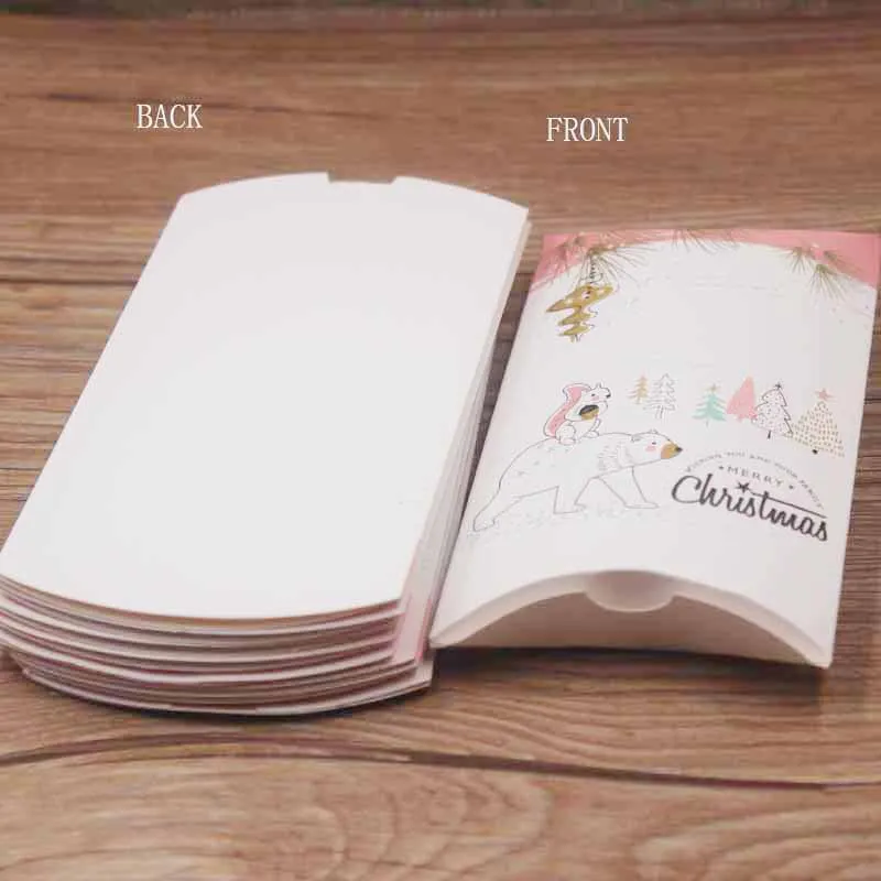 Feiluan gift package 10pcs 8x5.5x2cm/12.5x7x2cm pillow box white/ kraft halloween Merry christmas happy new year pillow gifts