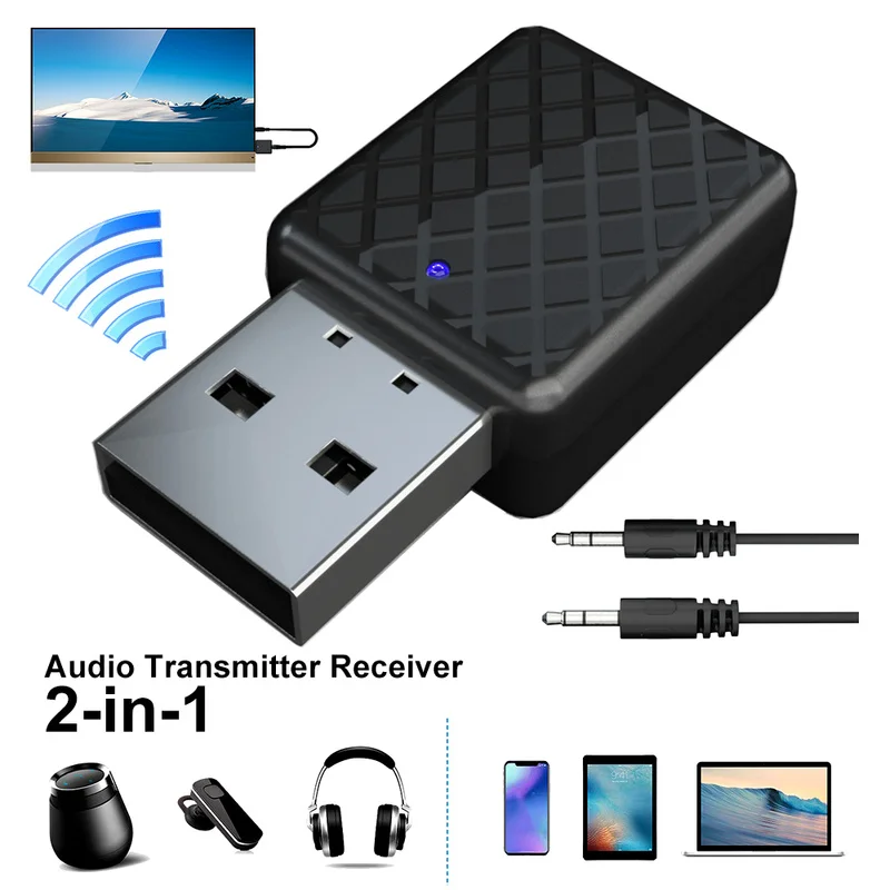 Портативный Bluetooth 5 0 передатчик приемник 3 мм AUX USB Mini 2 в 1 беспроводной стерео