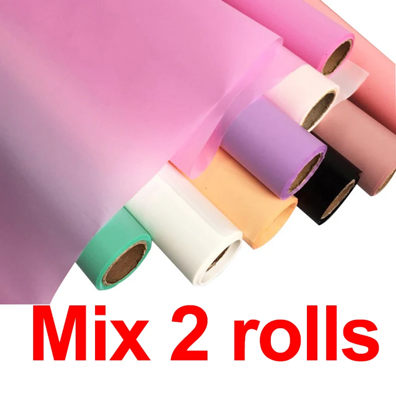 Mix 2rolls 58 см* 10 ярдов/рулон простой цвет цветок оберточная бумага прозрачный водонепроницаемый матовая бумага подарок флорист свадебные Композиции Packagi - Цвет: Mix 2rolls