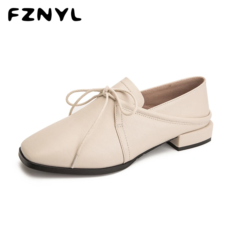 FZNYL Spring Summer Women Black Low Heels Casual Shoes Ladies Fashion PU Leather Working Office Shoes Female