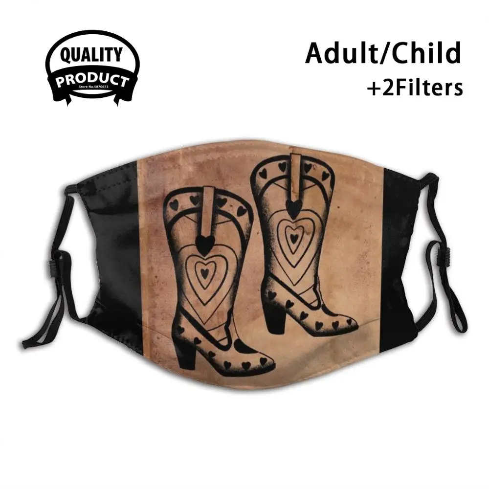 

Yeehaw Boots Reusable Mouth Mask Filter Cool Kawaii Funny Custom Design Masks Cowgirl Cowboy Boots Shoes