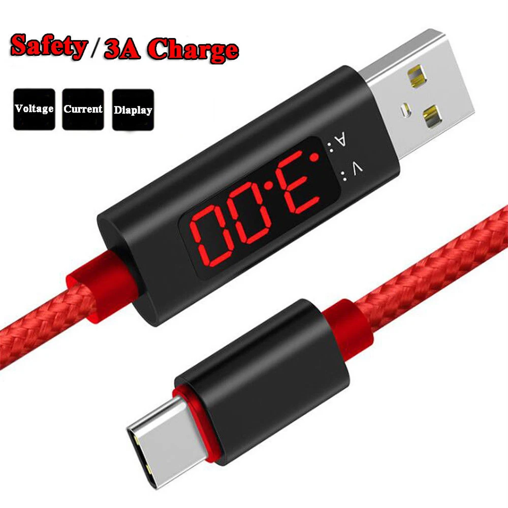 

LED Display Micro USB Cable For iPhone Lighting Charger USB Type C Cord Max Wire Fast Charging Phone USB Data Transmission Cable