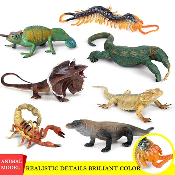 

7 Style Simulation Reptile Solid Model Toy PVC Lizard Komodo Dragon Chameleon Model Action Figure Gift For Kids Toys Home Deco