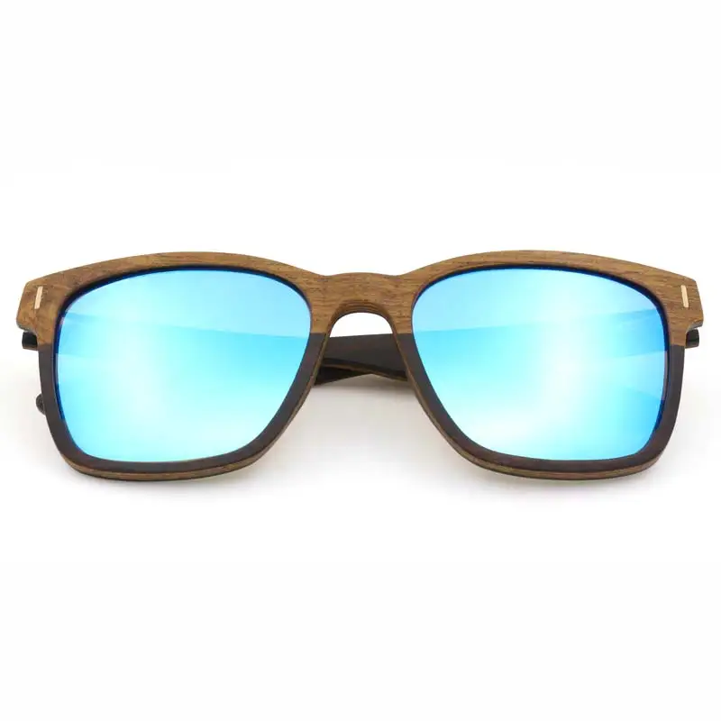 blue lens BerWer мужские солнцезащитные очки поляризационные деревянные зеркальные линзы Солнцезащитные очки женские брендовые дизайнерские красочные оттенки ручной работы - Цвет линз: blue lens