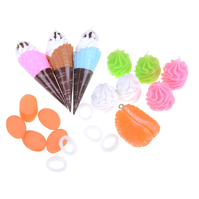 

Resin Artificial Fake Miniature Food Fruit Orange Ice Cream Ham Play DollHouse Toy Decorative Craft Kawaii Kids DIY Accessories