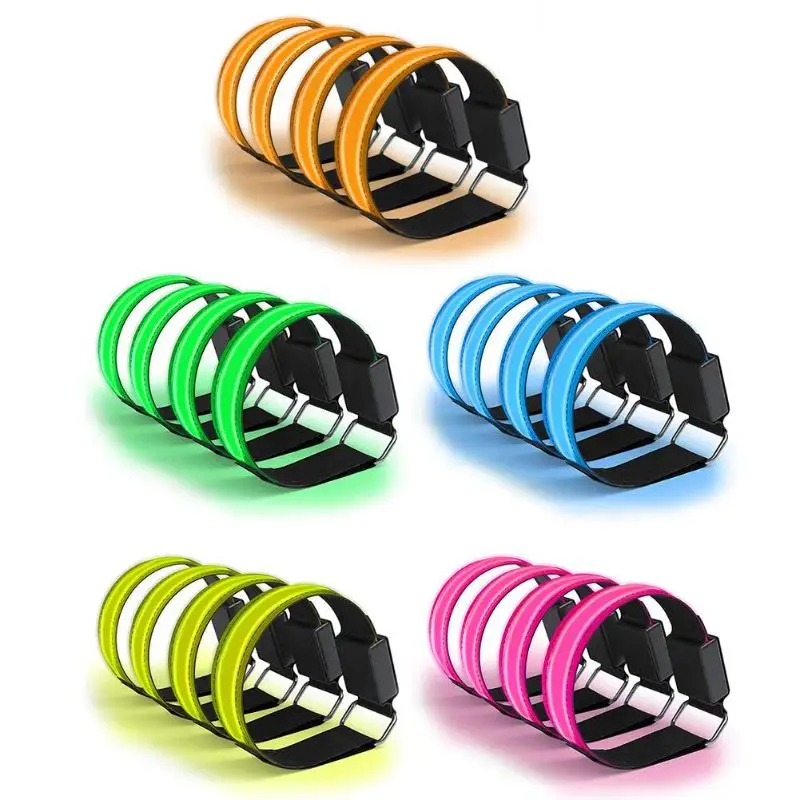 

4pcs lot Glowing Bracelets Sport LED Wristbands Adjustable Running Light Nylon Armbands Night Safety Unisex Sports LED Luminous