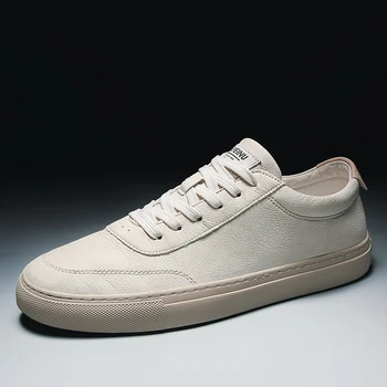 

New White Black Shoes Men Shoes Fashion Male Sneakers Casual Street leather Men Shoes 2019 Brand Man Footwear