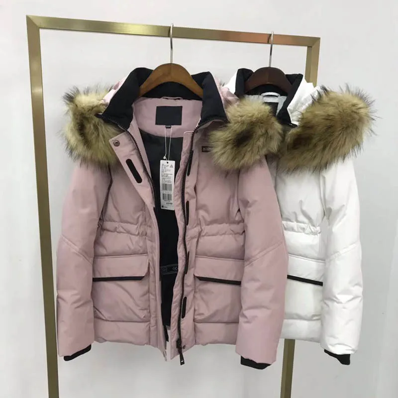 Cj17 Fashion Faux Large Fur Collar Short Thick Cotton Coat