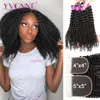 Yvonne 4A 4B Kinky Curly Bundles With Closure 3/4+1 Human Hair Bundles With Closure 4×4/5×5 Brazilian Virgin Hair Weave 1