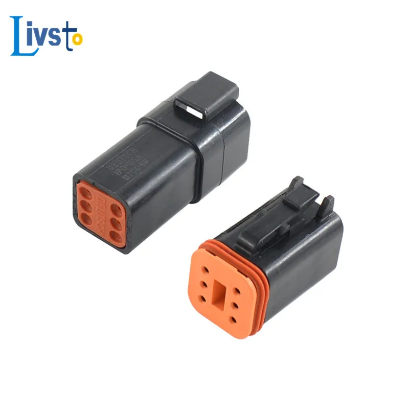 Conjuntos Deutsch dt Pinos Maneira Preto Conector de Fio Automático Plug Aprimorado Selo à Prova Impermeável Água Soquete Plástico Dt066s-e004 Dt04-6p-e004 10