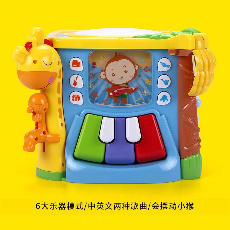 C [GOODWAY ручной барабан 0-3 лет Детский Музыкальный барабан шестисторонняя коробка Детские игрушки 3839