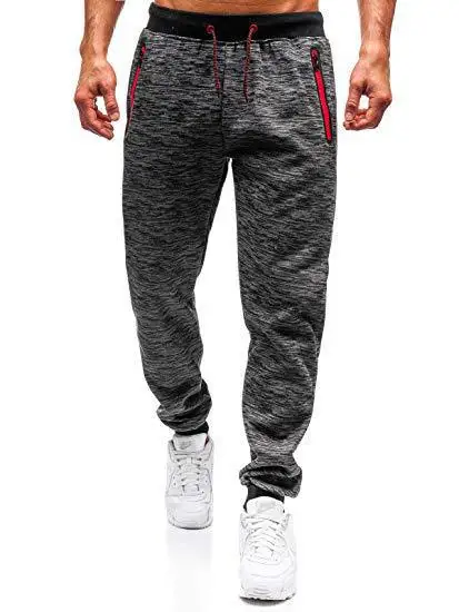 New Style Autumn& Winter MEN'S Wear Solid Color Zipper Pocket Casual Pants Snowflakes Cloth Men's Athletic Pants