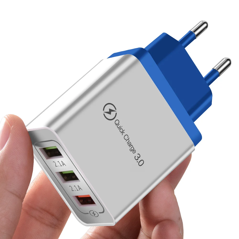 Blue Зарядное устройство Olaf USB для samsung A70 Quick Charge 3,0 быстрое зарядное устройство для huawei P20 lite QC 3,0 зарядное устройство для мобильного телефона 5V 3A для iPhone - Тип штекера: Blue