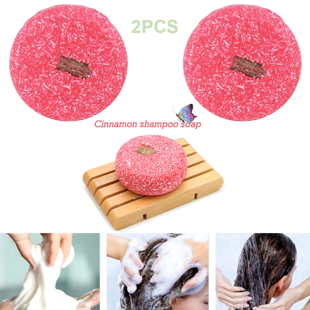 2x Natural Cinnamon Shampoo Soap Bar Anti-Dandruff Cruelty-Free Hair Growth