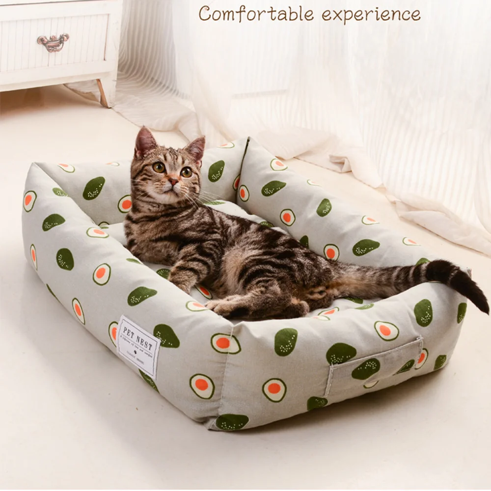 Pet Bed Dog Kennel Cat Nest Rectangular Dog Bed Puppy Soft Fleece Bed